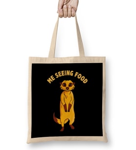 Me Seeing Food Adorable Hungry Meerkat Bez Çanta Uzun Saplı