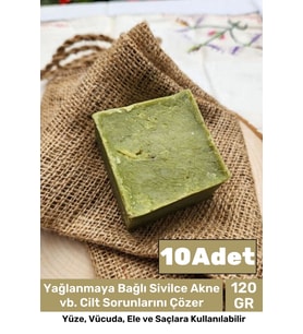 %100 Doğal Güzel Kokulu El Yüz Saç Vücut Cilt Orijinal Bitkisel Siirt Bıttım Sabunu 120G - 10 Adet