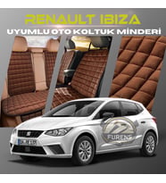 Seat Ibıza Kahverengi Renk Tay Tüyü Cepli & Terletmez Sırtlı Oto Koltuk Minder Seti - Koltuk Koruma Kılıfı (ÖN & ARKA TAM SET)