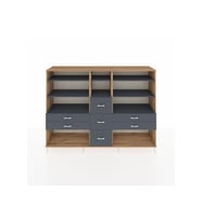 Hyperion Dolap 8 Raflı 7 Çekmeceli  220x44x163 Çam-Antrasit