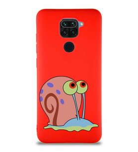 Xiaomi Redmi Note 9 Soft Premier Kapak Salyangoz Gary Tasarımlı Silikon Kılıf - Kırmızı (Şeffaf)