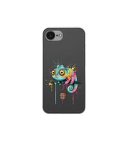 iPhone 16e ile Uyumlu Splash Bukalemun Tasarımlı Şeffaf Silikon Kılıf