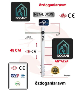 Beyaz Demir  Plaj Deniz Bahçe Güneş Şemsiyesi Sabitleme  48 cm