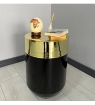 Dekoratif Gold Darbuka Parlak Siyah Sehpa 60cm