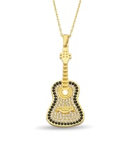 18K Altın Kaplamalı 925 Ayar Gümüş Gitar Kolye - 23174002
