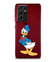 Samsung Galaxy S21 Ultra Soft Premier Kapak Donald Duck-D Tasarımlı Silikon Kılıf - Mürdüm (Şeffaf)