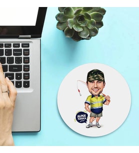Kişiye Özel Balık Tutmayı Seven Erkek Karikatürlü Mousepad