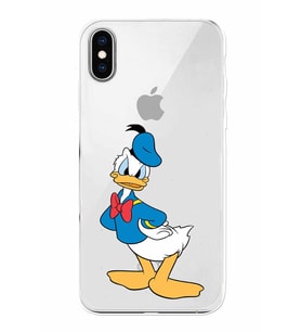 Apple iPhone X Uyumlu Kamera Korumalı Tıpalı Kapak Donald Duck TasarımlıŞeffaf Kılıf