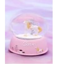 Yeni Doğan Kız Bebek Hediyesi Doğum Tebrik Hediyesi Doğum Günü Hediyesi Unicorn Sulu Kar Küresi (A.Pembe)