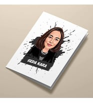 Kişiye Özel Sen Mükemmelsin Kadın Karikatürlü Tebrik Kartı