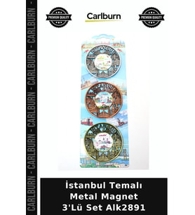 Özel Üretim Hediyelik Hatıra Dekoratif Mutfak Turistik İstanbul Temalı Metal Magnet 3'Lü Set Alk2891