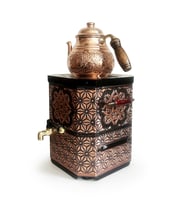 Emsalsan Bakır Jel Yakıtlı Nostaljik Semaver Çay Kazanı 3L Eskitme Vernikli
