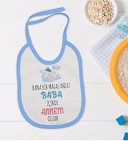 BK Kids Masal Anlat Baba Tasarımlı Mavi Bebek Mama Önlüğü-1