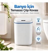 Lexroo Banyo İçin 20 Litre Temassız Sensörlü Çöp Kovası Beyaz