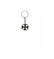 Siyah Yuvarlak Sembol Haç Figürlü Anahtarlık – Zamak Metal Gotik Unisex Aksesuar