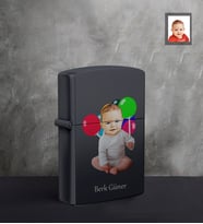 Kişiye Özel Erkek Bebek Karikatürlü UV Siyah Benzinli Cakmak  Model-1