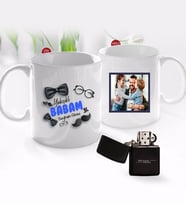 BK Gift Kişiye Özel Babalar Günü Hediyesi Fotoğraflı Kupa Bardak ve Benzinli Çakmak Seti-86 (Model 1)