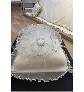 Saten Bohça Dantelli İşleme Güllü Güpürlü Özel Tasarım Bohça Süslü Söz Nişan Hurcu Çeyizlik 50×40