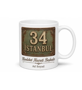 Şehir Plakalı Vintage Tasarım Kupa Bardak Özel Baskılı Hediye Kupa