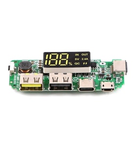 Powerbank Devresi Ekranlı 5V 2.4A Dual Usb Çıkış Type C Micro Usb Giriş Lityum Lion 18650 Pil Şarj