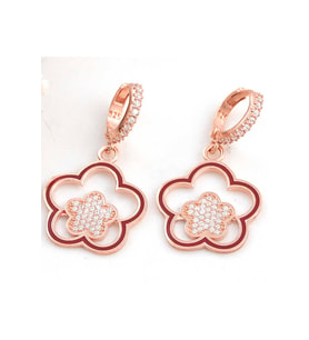 ?Gümüş Rose Sallantılı Çiçek Desenli Kadın Küpe CSR2185273