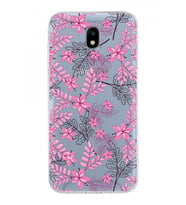 Samsung Galaxy J5 Pro Kapak Floral Pembe Tasarımlı Şeffaf Silikon Kılıf