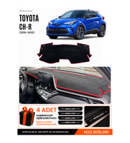 TOYOTA CHR (2016-2022) Uyumlu Torpido Örtüsü Torpido Kılıfı - Siyah Kırmızı
