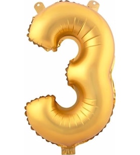 Pazariz  3 (Gold) Rakam Folyo Balon - 90 cm - Altın Folyo Rakam Balon
