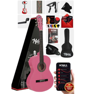 Midex CG-270PK Pembe Renk Klasik Gitar 4/4 Yetişkin Boy Sap Ayarlı Full Set