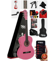 Midex CG-270PK Pembe Renk Klasik Gitar 4/4 Yetişkin Boy Sap Ayarlı Full Set