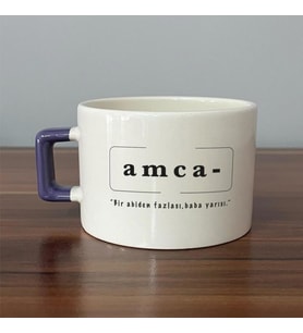 Amca Baskılı Mor Kulplu C Fincan