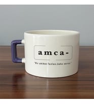 Amca Baskılı Mor Kulplu C Fincan