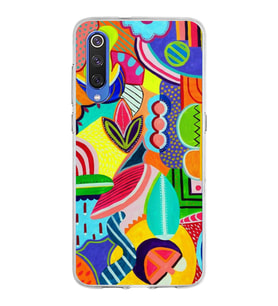 PrintiFy Xiaomi Mi 9 ile Uyumlu 1mm Slim Fit Retro Renkler 6 Baskılı Şeffaf  Kılıf