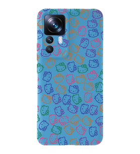 Xiaomi Mi 12T Uyumlu Lansman Kılıf Hello Kitty Tasarımlı İçi Kadife Kapak-Mavi (Şeffaf)
