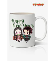 Yılbaşı Yeni Yıl Demon Slayer Tanjiro & Nezuko Anime Temalı Kupa Bardak Sevgiliye Arkadaşa Hediye (Beyaz)