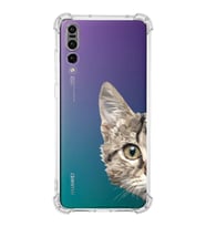 Huawei P20 Pro Uyumlu Köşe Korumalı Antişok Kapak Catface Tasarımlı Şeffaf Silikon Kılıf