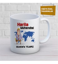 Kişiye Özel İsim Yazılabilir Harita Mühendisi Kupa Bardak
