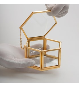 Yüzük Kutusu  Cam  11x10x5cm  Pirinç & Gold, Bakır, Siyah, Gümüş (Gold)