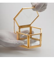 Yüzük Kutusu  Cam  11x10x5cm  Pirinç & Gold, Bakır, Siyah, Gümüş (Gold)