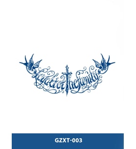 GZXT-003 YARI KALICI YAZILI DESEN GÖĞÜS DÖVME-TATTO