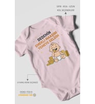 Dedemin Emekli Maaşını Yemeye Geldim Baskılı Bebek Zıbını – Çıtçıtlı Body  %100 Pamuk Kısa Kol (Bebek Pembesi)