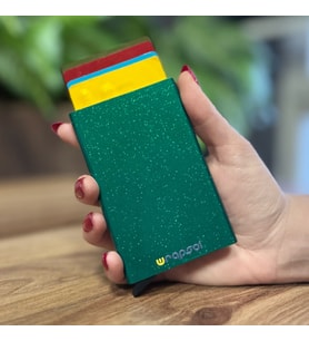 Mekanizmalı Kartlık Rfid Korumalı Alüminyum Otomatik Mekanizmalı Kredi Kartlık Renkli Simli Yeşil