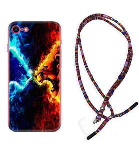 Apple iPhone 5 6 7 8 Plus Se XR Kılıf Boyun Asklı Rasta Silikon Red Blue Leon 1714