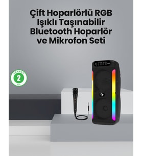 Northcity Taşınabilir Bluetooth Hoparlör 4 Inç RGB Işıklı Karaoke & FM Radyo Özellikli