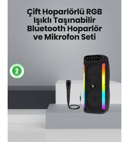 Northcity Taşınabilir Bluetooth Hoparlör 4 Inç RGB Işıklı Karaoke & FM Radyo Özellikli