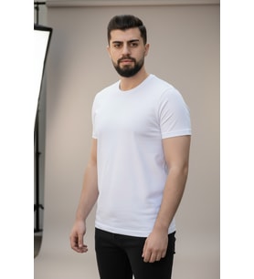 Basic Erkek Tişört %100 Pamuk Slim Fit Bisiklet Yaka – Rahat & Şık