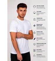 Basic Erkek Beyaz Tişört %100 Pamuk Slim Fit Bisiklet Yaka – Rahat & Şık