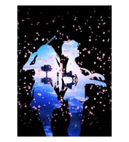 Shigatsu Wa Kimi No Uso Kaori Ve Kousei Anime Kiraz Çiçekleri Tablo Ahşap Poster Dekoratif
