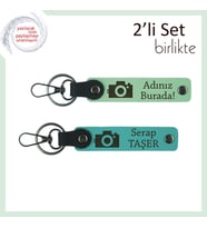 Fotoğraf Temalı Kişisel Anahtarlık Hediyesi, Kalıcı Hatıra Seven Sevgiliye, Açık Yeşil-Koyu Turkuaz (Çok Renkli)