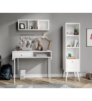 MAJOR BEYAZ ÇALIŞMA MASASI ÜST MODÜL VE KİTAPLIK SET